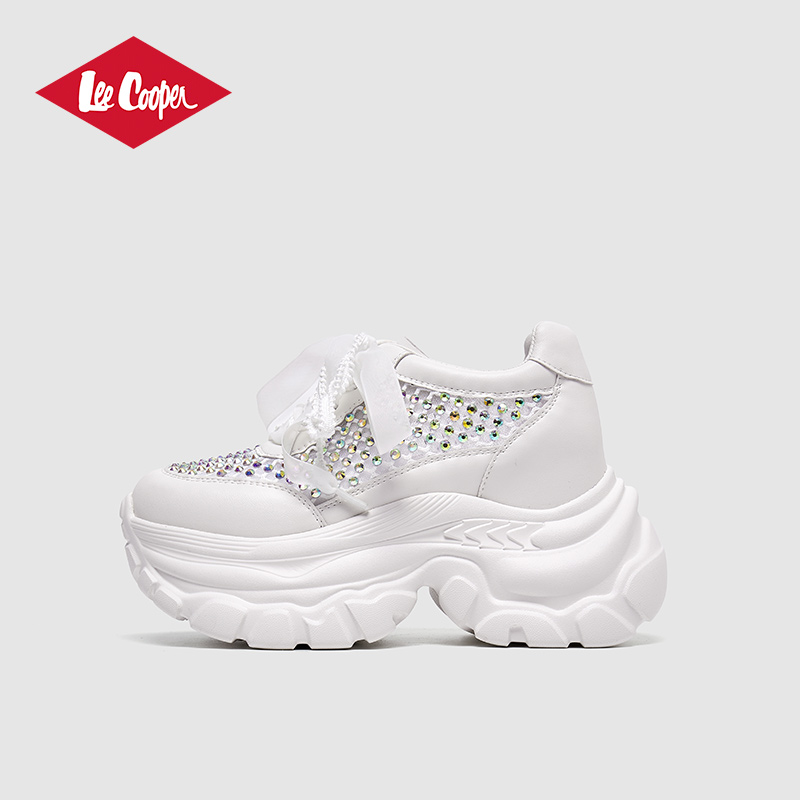 Lee Cooper老爹鞋女鞋2025秋冬新款厚底增高休闲鞋水钻百搭运动鞋