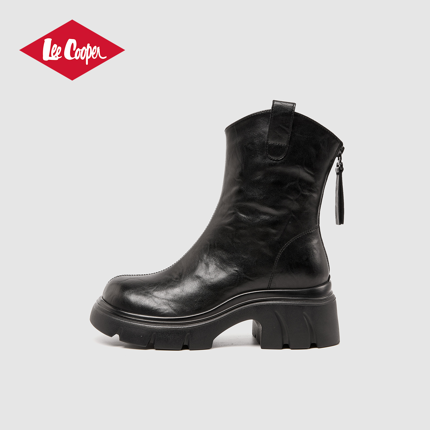 Lee Cooper2025秋冬新款复古加绒弹力马丁靴厚底粗跟显瘦瘦短靴子