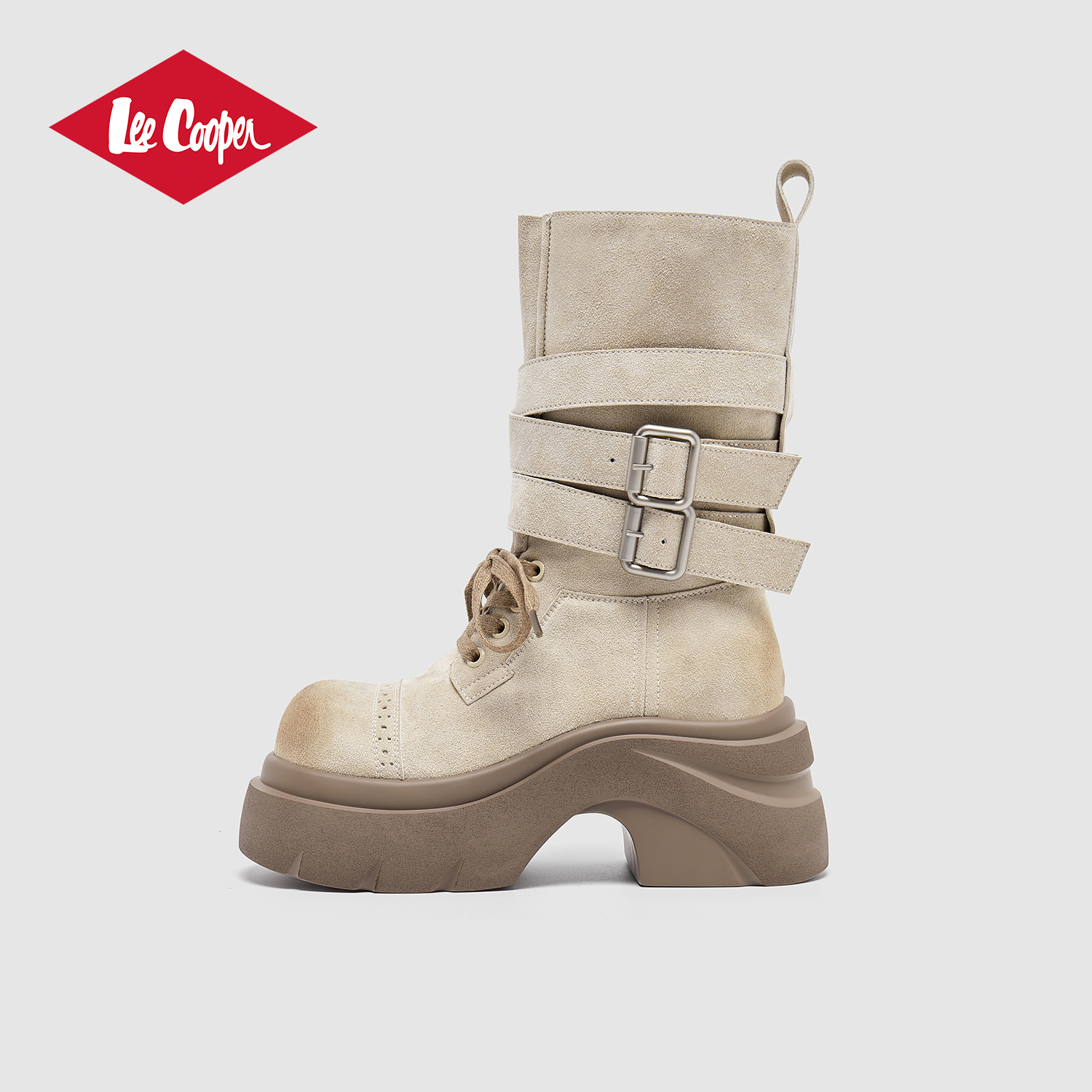 Lee Cooper复古西部靴女2025新款秋季马丁靴美拉德靴子厚底骑士靴
