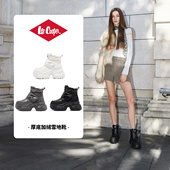 2025新款 冬季 时尚 LeeCooper厚底雪地靴女款 加绒保暖7cm增高老爹鞋