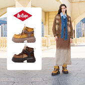 LeeCooper厚底马丁靴女2025新款 秋冬潮流拼色大外登山短靴