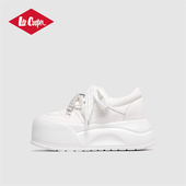 女2026新款 珍珠小白鞋 系带百搭时尚 LeeCooper厚底大头鞋 面包鞋