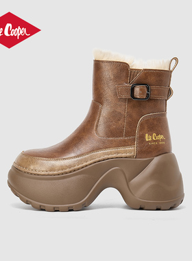 Lee Cooper加绒切尔西靴冬季新款厚底增高休闲雪地靴百搭棉鞋女靴