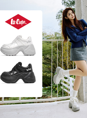Lee Cooper月光银厚底老爹鞋女25秋新款增高百搭加绒休闲运动鞋子