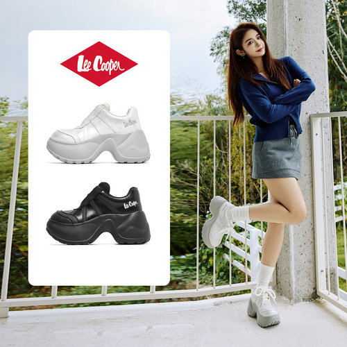 Lee Cooper月光银厚底老爹鞋女25秋新款增高百搭加绒休闲运动鞋子