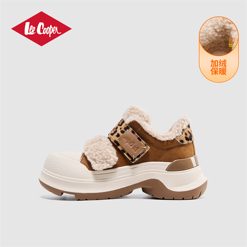 Lee Cooper加绒加厚毛毛鞋2025冬季新款保暖女鞋增高厚底老爹鞋女