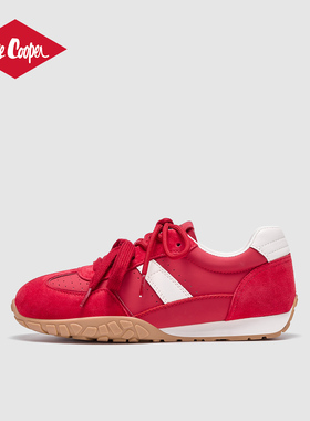 Lee Cooper2026年春季德训鞋真皮复古薄底阿甘鞋运动休闲鞋女款