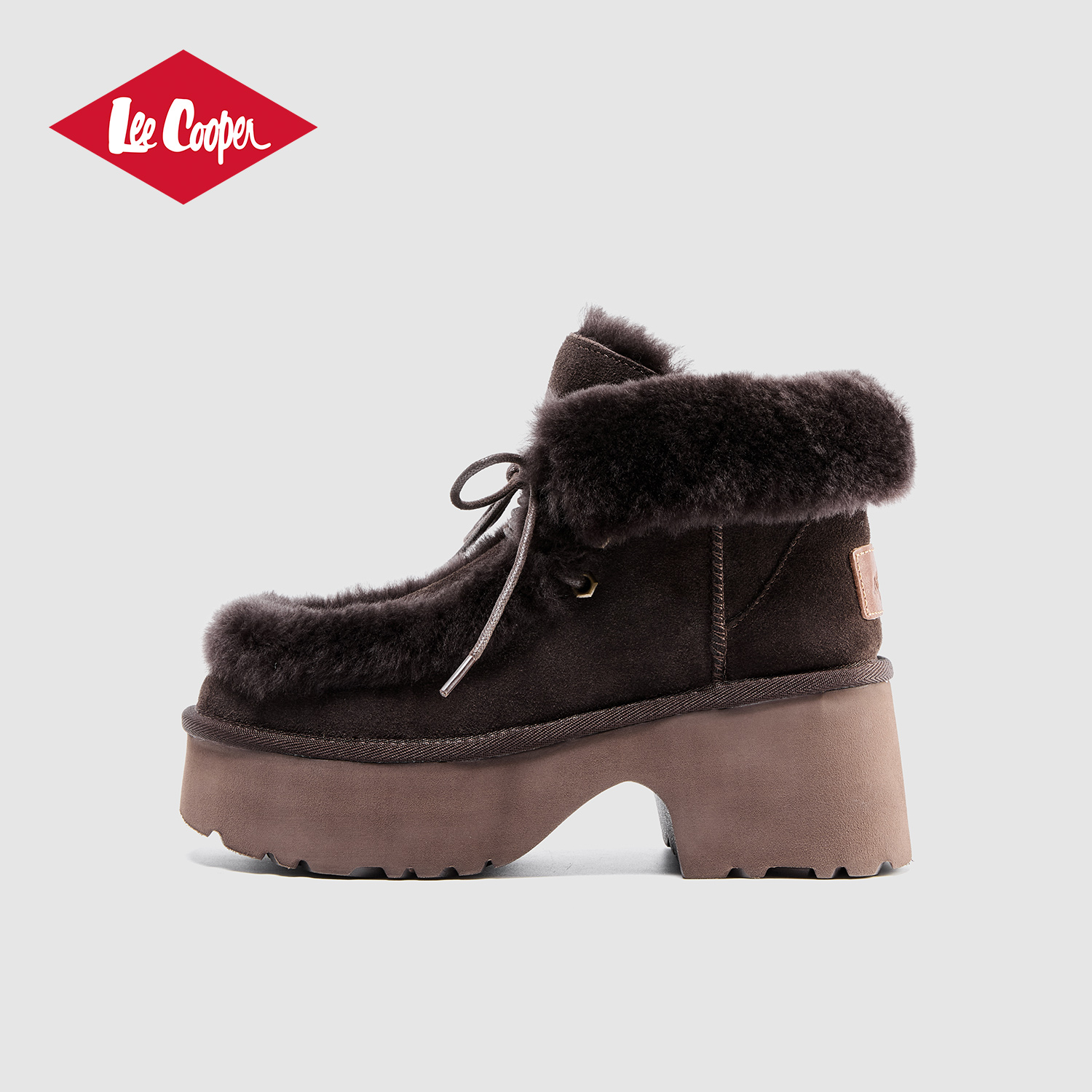 Lee Cooper厚底时尚休闲雪地靴2025冬季新款高跟毛毛鞋短靴女