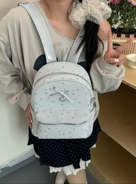 韩系少女风碎花双肩包包女2026新款学生大容量电脑包休闲通勤背包