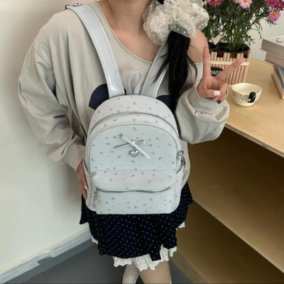 韩系少女风碎花双肩包包女