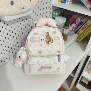 卡通可爱草莓蛋糕蝴蝶结双肩包包女2026新学生上课书包大容量背包