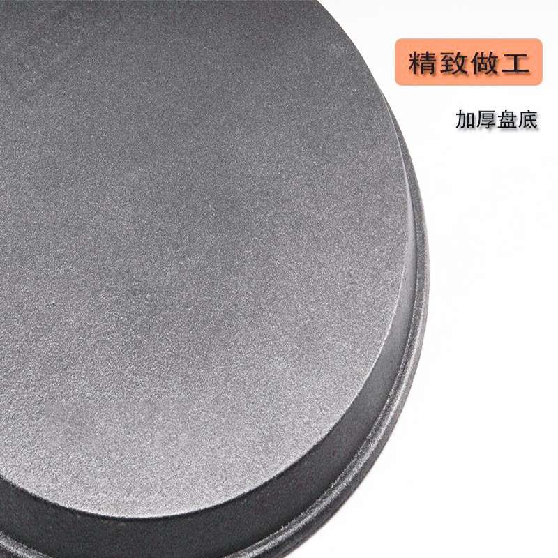 牛排铁板烧盘商用餐厅不粘煎牛扒烤肉盘加厚竹木底座圆形铸铁盘子