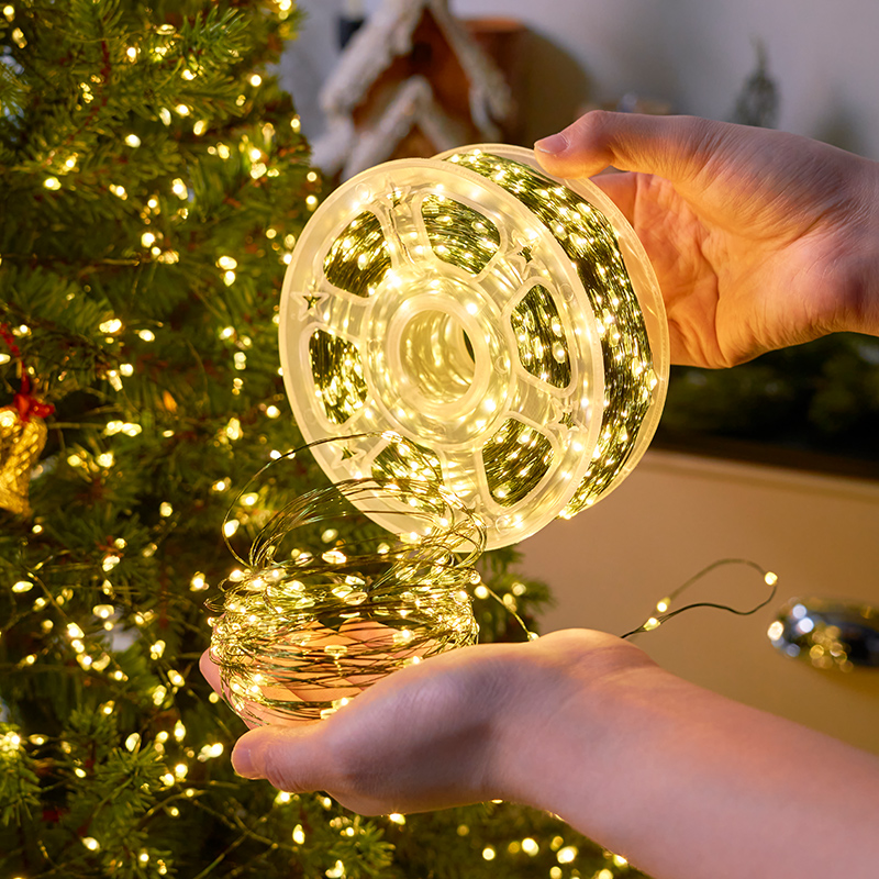 圣诞节装饰品圣诞树灯发光led灯串灯户外防水氛围灯鞭炮灯彩灯