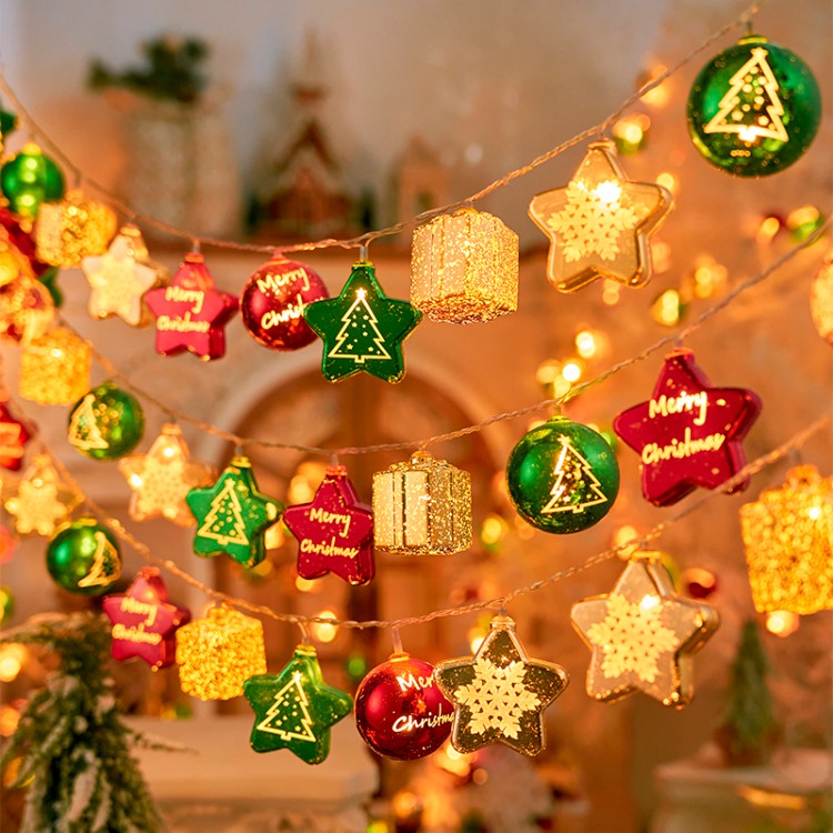 圣诞节装饰品圣诞树挂件发光灯串merry christmas小彩灯氛围灯