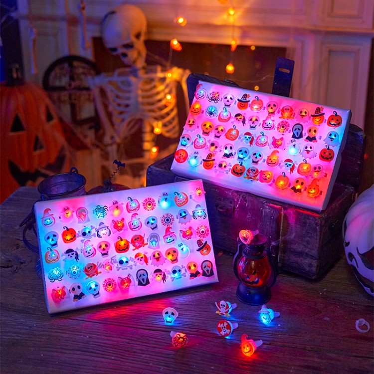 万圣节小礼物幼儿园儿童玩具发光道具恶魔幽灵南瓜灯戒指项链装饰