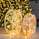 圣诞树灯串绿线铜丝灯装 饰满天星户外防水圣诞节日led鞭炮灯彩灯