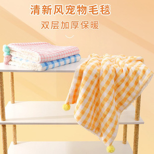 猫咪毯子加厚羊羔绒秋冬季狗狗可爱小熊卡通宠物毛毯猫咪被子垫子