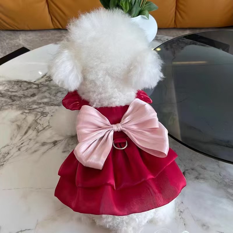 狗狗衣服秋季透气可爱蝴蝶结