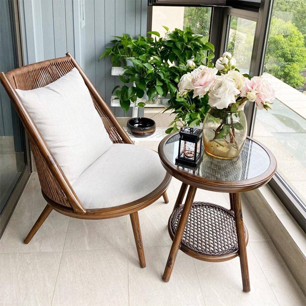 19-6-11-阳台花园民宿酒店三约件套桌椅户外简防防晒水休闲藤编椅