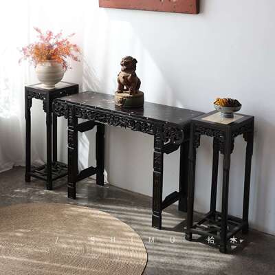 拾供木|条案桌中堂香EET奉实木中供式仿古卷头香桌玄关台明清几古