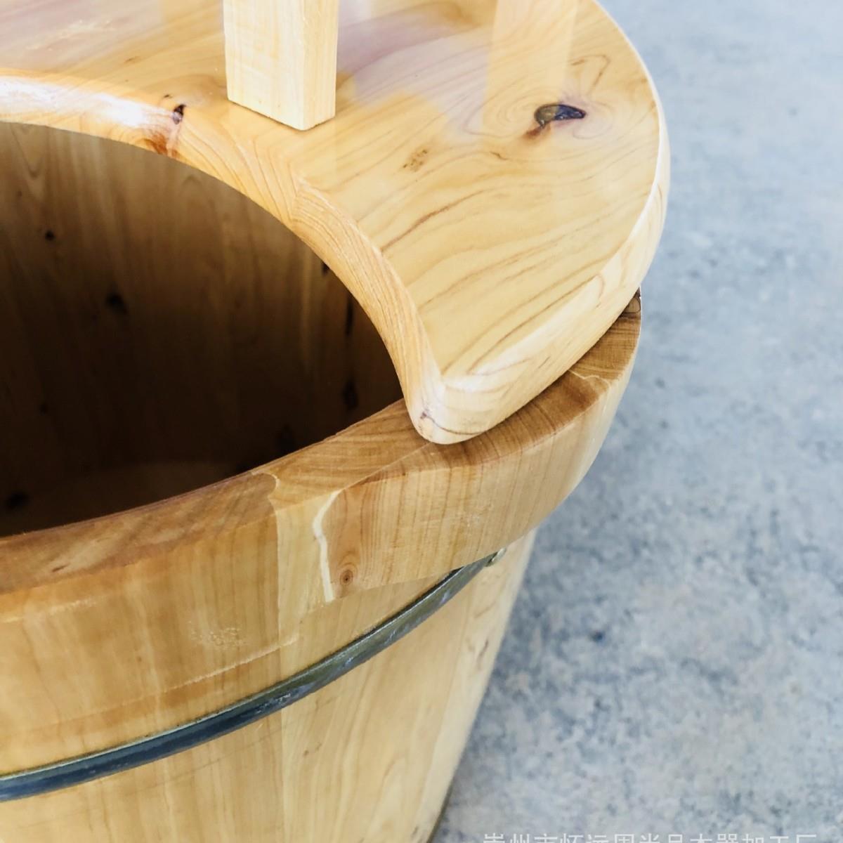 香柏木泡脚桶洗脚木熏盆SP08足浴蒸木桶40公分单木边实厚木加洗脚