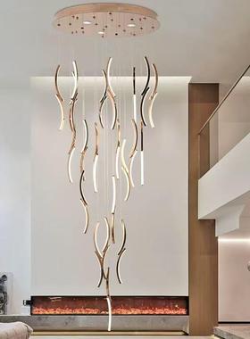 中厂山家高现代简约别墅大吊吊灯轻奢复式楼挑客OFY厅旋转楼梯灯
