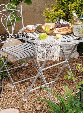 复古田园绿色法花椅庭院阳台天园台折式eXkE2i8X叠铁艺椅子休闲户