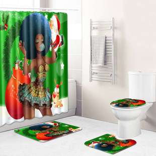 创非洲女子合新款意423浴帘欧美跨境货源来图卫生毯间地组垫