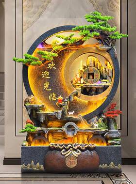 大水型假水幕墙山tb-74529公流喷泉摆件客厅办室庭院别墅招财风水