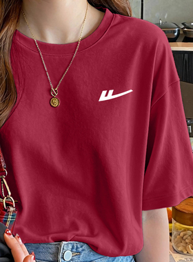 回力红色马年本命年纯棉短袖t恤女上衣2026春夏新款宽松内搭打底