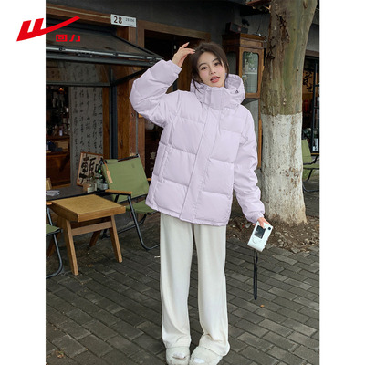 回力女连帽常规款棉服2025新款