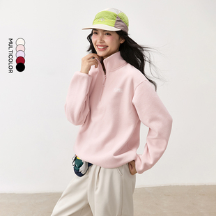 回力粉色加绒冲锋衣内胆卫衣女款2026新款春秋冬巨好看摇粒绒外套