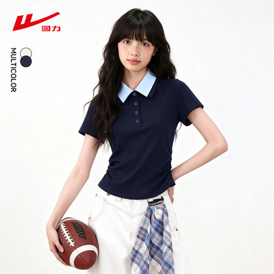ZH回力假两件polot恤女2026新款夏季美式设计感上衣小个子短袖