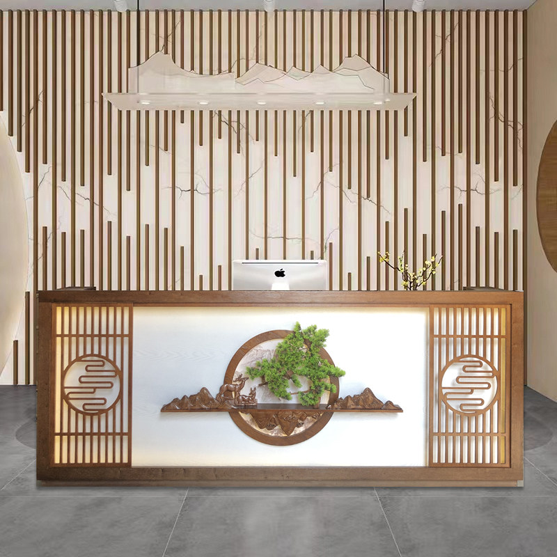 好货新中式收银台复古餐厅茶楼吧台名宿养生馆前台接待台柜台