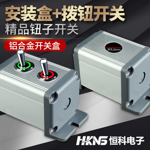 金属开关控制盒 带灯钮子开关2档 小型拨钮拨动拨杆双色3色12v24v