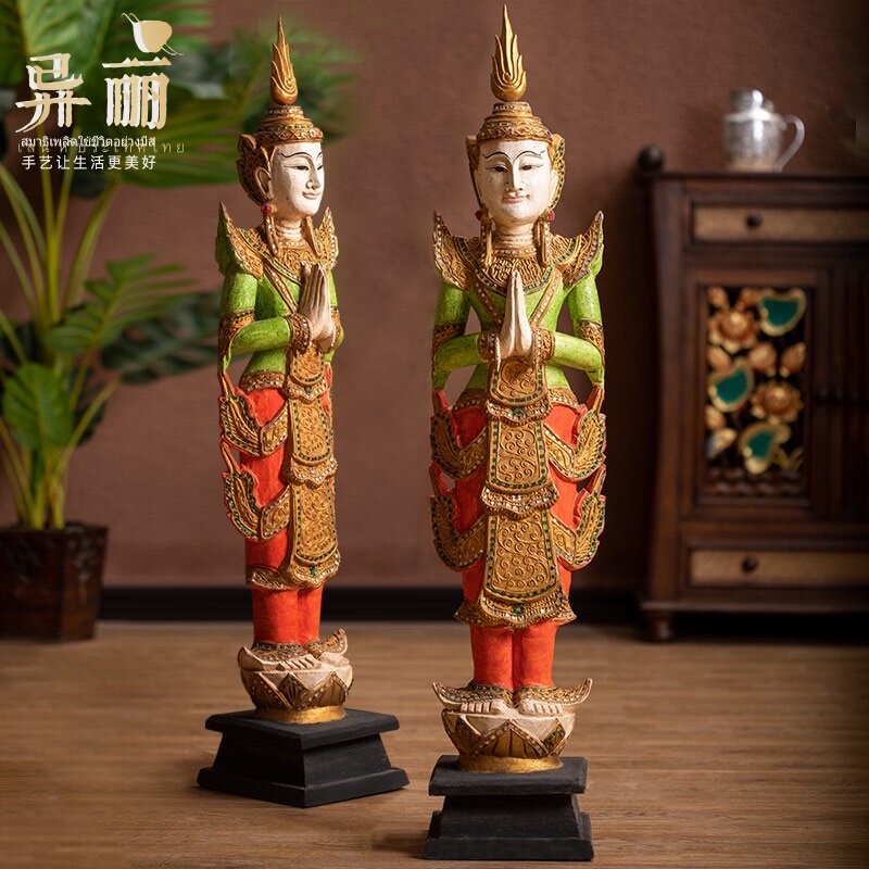 好货异丽泰国软装饰品东南亚风格迎宾落地摆件泰式SPA餐厅门口装