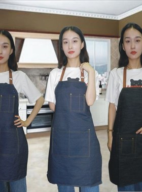 1pcs Practical 80x60cm Blue Denim Simple Aprons Uniform Unis