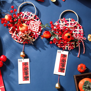 新年装饰品竹编灯笼挂件2026春节家庭过年布置入户门客厅喜庆挂饰