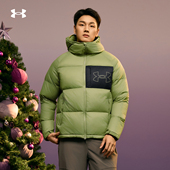 安德玛UA官方700蓬高领连帽羽绒服女冬防泼水防风休闲保暖外套男
