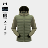 安德玛官方700蓬高领连帽鹅绒服冬季 防泼水防风轻量90绒羽绒服男