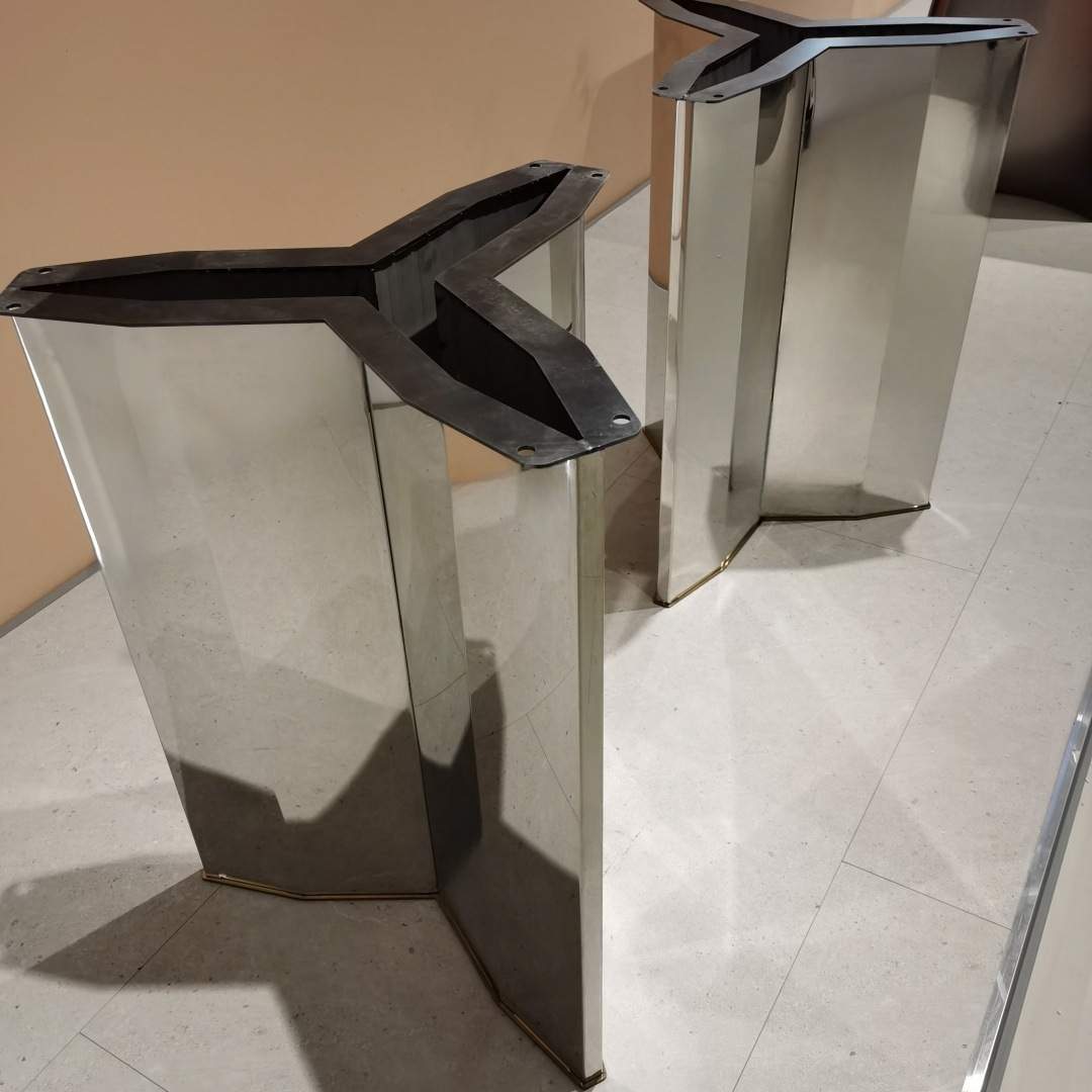 意式轻奢极简不锈钢餐桌腿支架底座大理石奢石桌脚长方形餐台底架