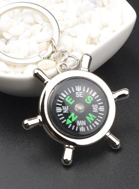 新款直销工厂直销迷你船舵仿真指南针钥匙扣创意金属钥匙挂件公司