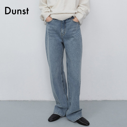 Dunst2026秋季新品女士复古蓝色调宽松直筒水洗牛仔裤UDPA6C209