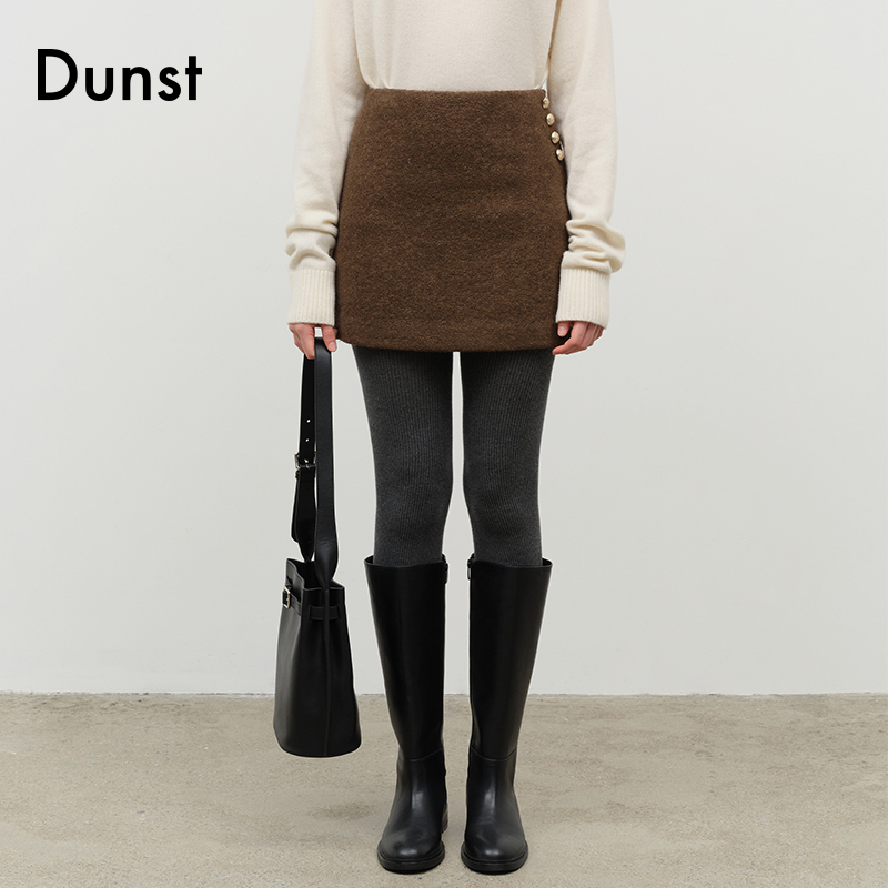 Dunst冬季女士迷你短裙修身简约A字版型半身裙UDSK4D224