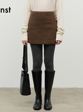 Dunst冬季女士迷你短裙修身简约A字版型半身裙UDSK4D224