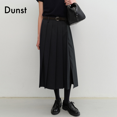 Dunst女士高雅利落廓形半身裙时尚褶裥装饰长裙百褶裙UDSK5C202