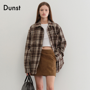 Dunst中性休闲复古绗缝法兰绒格纹衬衫宽松百搭外套UDJU5C112