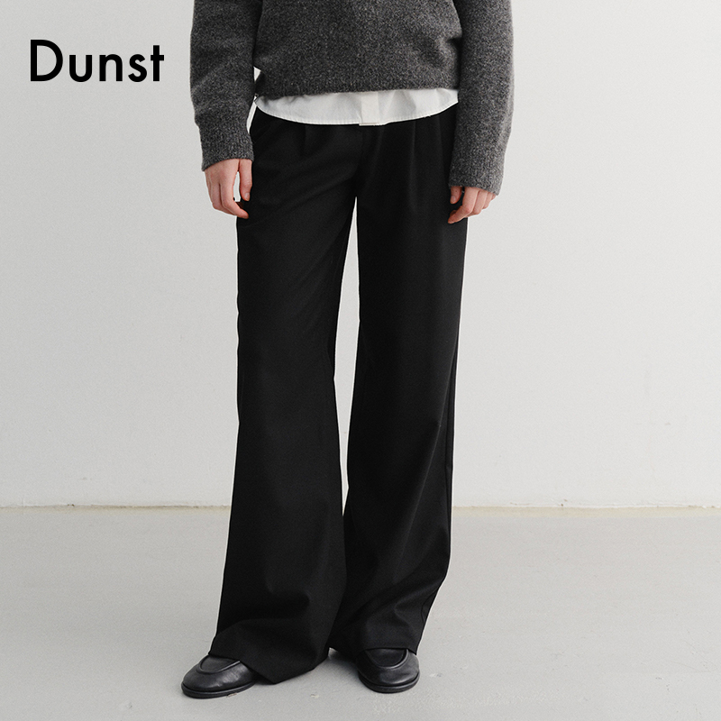 Dunst【允仔同款】2025冬新品女士时尚双褶涧装饰休闲裤UDPA5D224