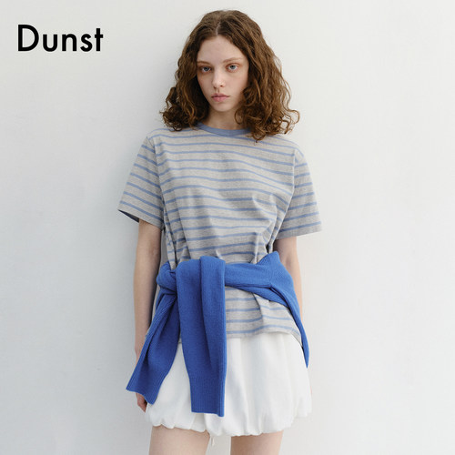 Dunst【智柚zeee.u同款】26夏新品纯棉圆领条纹短袖T恤UDTS6B126