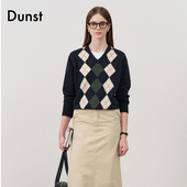 上衣经典 Dunst2025秋款 中性针织衫 V领阿盖尔花纹毛衣UDSW4C106